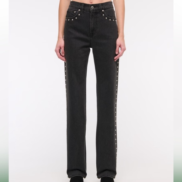 Abercrombie & Fitch High Rise 90s Relaxed Studded Jeans *NWT* - Picture 3 of 9